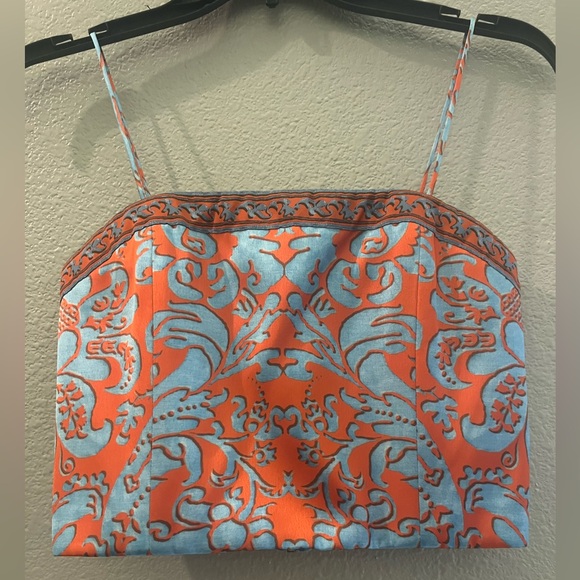 Alice + Olivia ATHENA SMOCKED WAISTBAND WIDE LEG PANT Set top and pants - Picture 11 of 11